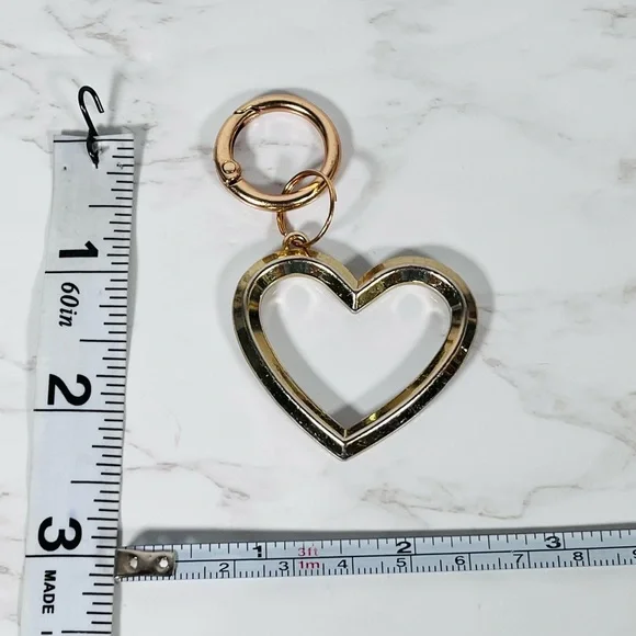 Gold Tone Heart Bag Charm Keychain - Picture 3 of 4